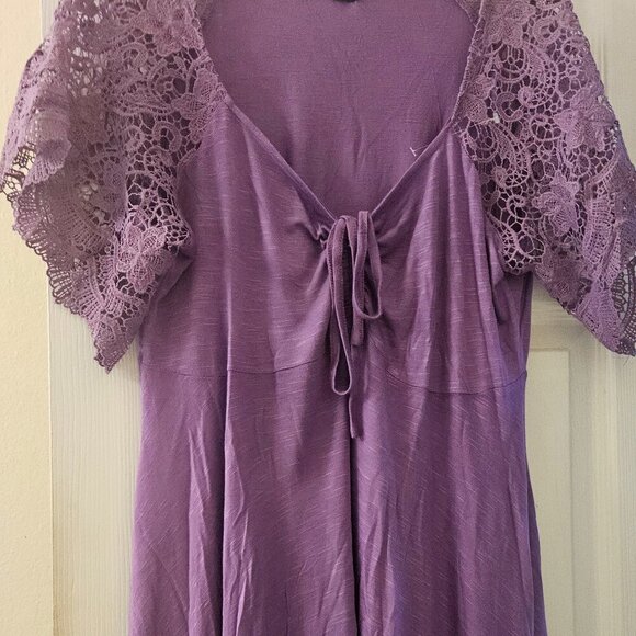 Love kiss boho shark bite hem purple tunic Hippie Witchy Whimsigoth blouse XXL - Picture 3 of 6